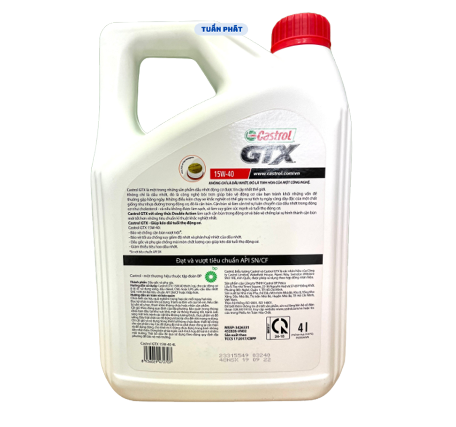 Nhớt CASTROL GTX 15W40 SN/CF (4Lít)