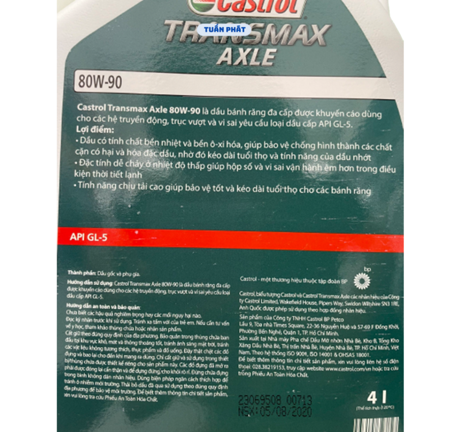 Dầu cầu CASTROL TRANSMAX AXLE 80W-90 4L